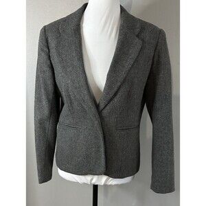 Vintage Adolfo Studio Women's 8 Petite Wool Lined 1 Button Blazer Gray Jacket